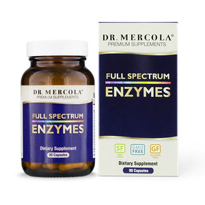 Dr Mercola's Full Spectrum Enzymes is a one-of-a-kind flagship digestive enzyme blend. It is scientifically formulated to contain a broad range of enzymes to help digest different types of food quickly