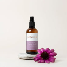 The Herb Farm Renew & Refine Facial Toner Spray Bottle with an Echinacea Flower
