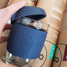 Joco reusable coffee cup 12oz in Indigo made from silicone and toughened glass