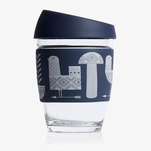 Joco reusable coffee cup 12oz in Adrian Knott Artist Series made from silicone and toughened glass