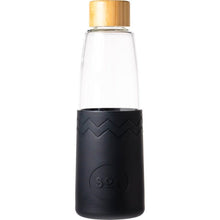 SoL Water Bottles - tough, hand-blown glass & silicone in Basalt Black
