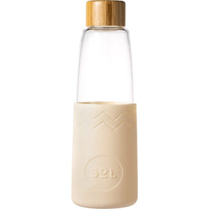 SoL Water Bottles - tough, hand-blown glass & silicone in Coastal Cream