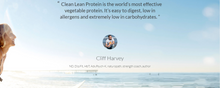 Cliff Harvey ND, Dip.Fit, HbT, Adv.Psych-K, naturopath, strength coach, author quote: "Clean Lean Protein is the world’s most effective vegetable protein. It’s easy to digest, low in allergens and extremely low in carbohydrates."