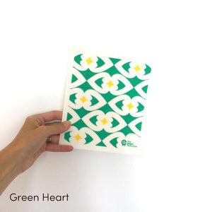 SPRUCE. A super star eco friendly dishcloth doing good things for the planet. In Green Heart Design.