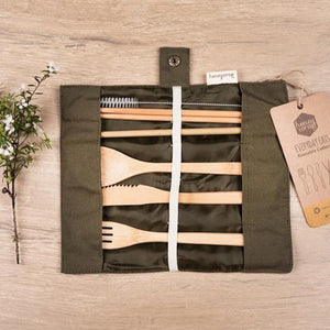 Reusable Cutlery Set in Fabric Go-Pack by Honeywrap in Green