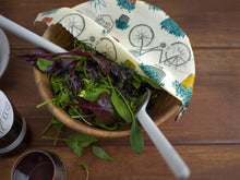 Honeywrap - Reusable Food Wrap. City Garden Design Covering a Salad Bowl.