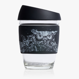 Joco reusable coffee cup 12oz in Artist Series - Jen Lobo made from silicone and toughened glass