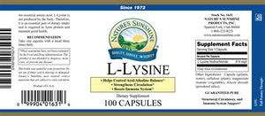 Nature's Sunshine L-Lysine Product Label