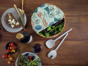 Honeywrap - Reusable Food Wrap. Ocean Design Covering a Salad Bowl