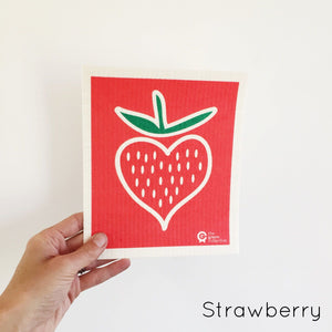 SPRUCE. A super star eco friendly dishcloth doing good things for the planet. In Strawberry Design.