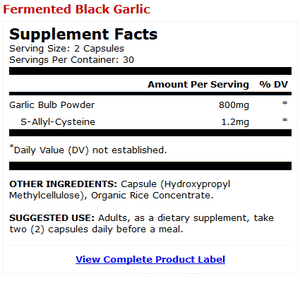 Dr Mercola Fermented Black Garlic - Product Data