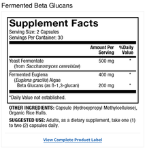 Dr Mercola Fermented Beta Glucans for improved immune response and respiratory health. Supplement Facts.
