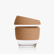 Joco reusable coffee cup 8oz in Butterum made from silicone and toughened glass
