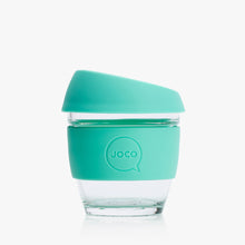 Joco reusable coffee cup 8oz in Vintage Green made from silicone and toughened glass