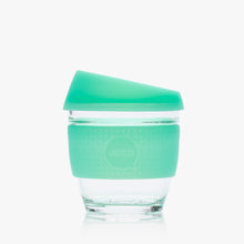 Joco reusable coffee cup 8oz in Vintage Green Seaglass made from silicone and toughened glass