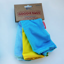 Goodie Bag Set of 3 - light blue, yellow, mid blue.