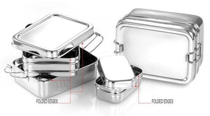 Meals in Steel Stainless Steel Lunchbox: Large double layered: 18 x 13 x 9 cm - also contains a mini snack box container