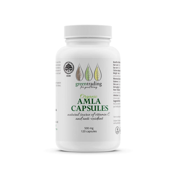 Green Trading's Oragnic Amla Capsules are an extremely rich source of natural vitamin C and antioxidants. 