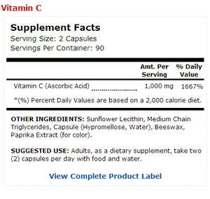 Supplement Facts - Mercola Liposomal Vitamin C